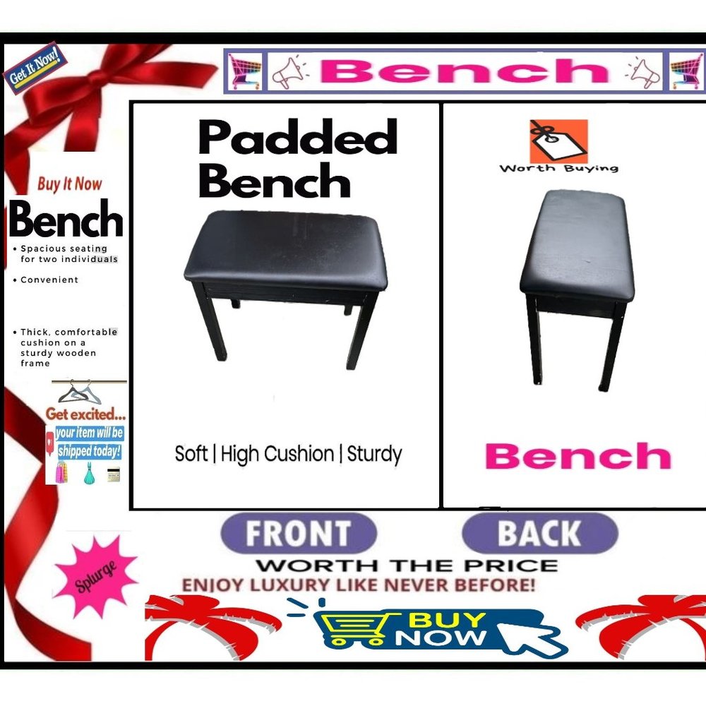 🛑 PADDED➕🆒 BENCH Backless STOOL Contemporary CHAIR Comfort SEAT 💸BUY NOW‼️🟢